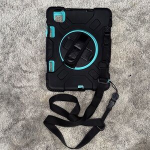Black and Teal Tablet Case with Strap